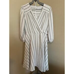 Calvin Klein Wrap Style Striped Dress Size 8